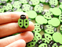 Thumbnail for Green Ladybug Wood Beads x 10