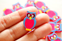 Thumbnail for Fuchsia And Blue Owl Wood Beads x 10