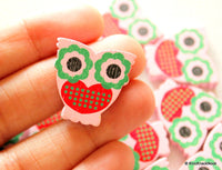 Thumbnail for Pink And Red Owl Wood Beads x 10