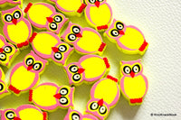 Thumbnail for Yellow And Pink Owl Wood Beads x 10