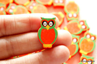 Thumbnail for Orange And Green Owl Wood Beads x 10