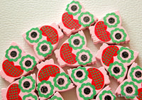 Thumbnail for Pink And Red Owl Wood Beads x 10