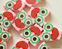 Thumbnail for Pink And Red Owl Wood Beads x 10