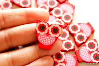 Thumbnail for Red And Pink Owl Wood Beads x 10