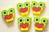 Thumbnail for Yellow And Red Owl Wood Beads x 10