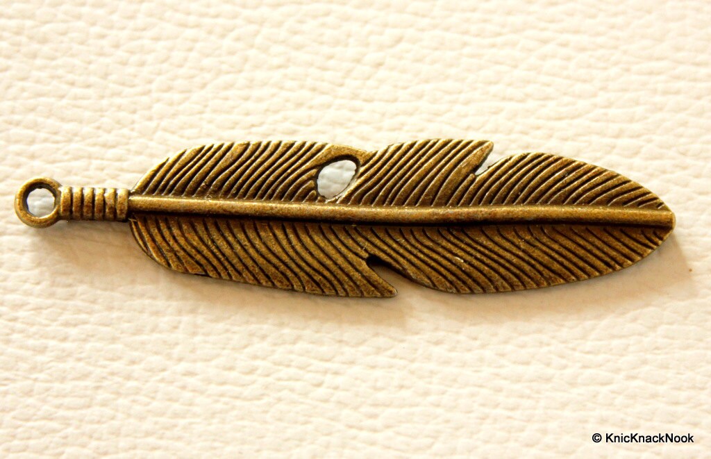 Bird Feather Bronze Pendant