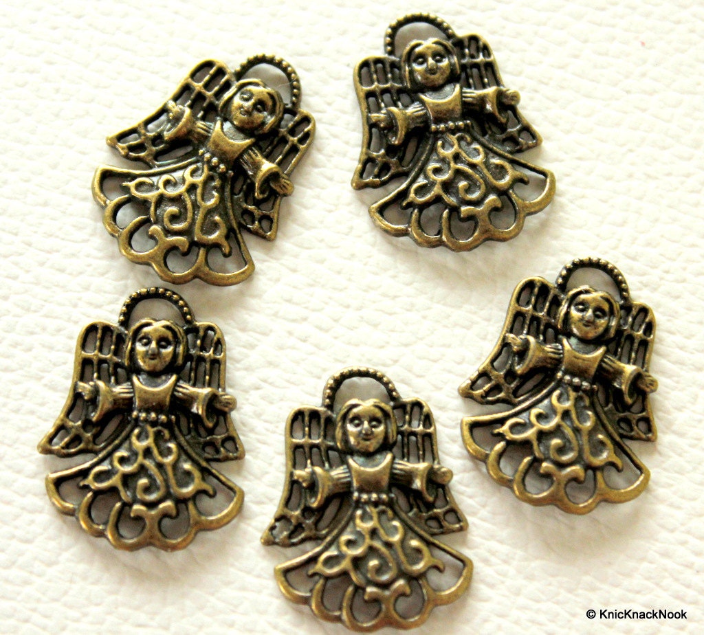 5 x Angel Bronze Tone Charms