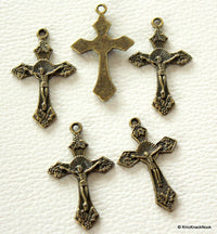 Thumbnail for 5 x Antique Bronze Jesus On a Cross Charms
