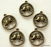 Thumbnail for 5 x Love Birds Dove Antique Bronze Tone Charms