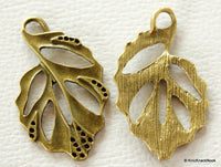 Thumbnail for Antique Bronze Hollow Leaf Charm Pendant