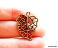 Thumbnail for Antique Bronze Filigree Leaf Charm Pendant
