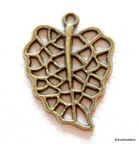 Thumbnail for Antique Bronze Filigree Leaf Charm Pendant