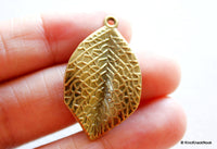 Thumbnail for Bronze Engraved Leaf Charm Pendant