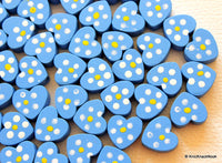 Thumbnail for Blue Wood Heart Beads x 10