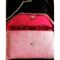Thumbnail for Pink Jute Clutch Purse With Multicoloured Sequin Flowers
