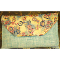 Thumbnail for Blue Jute Clutch Purse With Multicoloured Sequin Flowers
