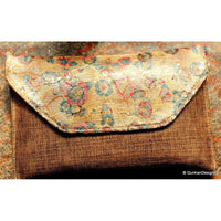 Thumbnail for Brown Jute Clutch Purse With Multicoloured Sequin Flowers