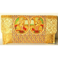 Thumbnail for Wedding Clutch, Gold Purse, Couple Print, Fabric Clutch Purse