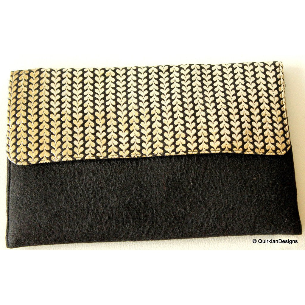 Wedding Party Clutch, Velvet and Brocade Purse, Black And Silver Fabric Purse