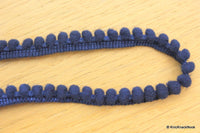 Thumbnail for Blue Embroidery Crochet (Wool) One Yard Lace Trims 10mm Wide, Pompom Trim Wool Pompoms, Decorative Trim