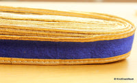 Thumbnail for Blue Velvet Trim Ribbon WIth Gold Border Piping