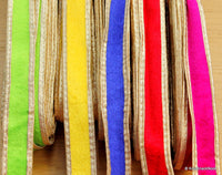 Thumbnail for Red Velvet Trim Ribbon WIth Gold Border Piping
