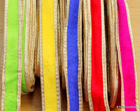 Thumbnail for Blue Velvet Trim Ribbon WIth Gold Border Piping
