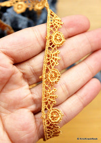 Thumbnail for Brown Embroidery Crochet (Cotton)Wheel Pattern Lace Trims 15mm Wide