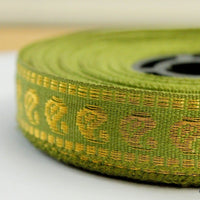 Thumbnail for Wholesale Jacquard Weave Green And Gold Silk Embroidery 9 Yards Lace Trim 15mm Wide, Costume Trim, Giftwrapping Ribbon