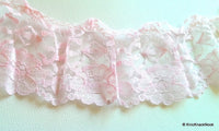 Thumbnail for Pink Floral Net Lace Trim Ribbon 95mm wide