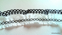 Thumbnail for White Polyester Lace Trim With Black Scallops 40mm wide