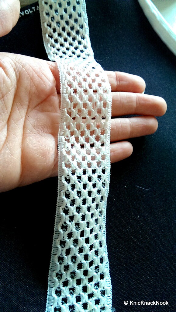 White Embroidery Mesh Design Crochet Nylon Lace Trim