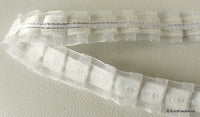 Thumbnail for Pleated White Tissue And Satin Trim Border 20mm wide