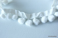 Thumbnail for White Wool Pom Pom One Yard Lace Trims 25mm Wide