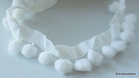 Thumbnail for White Wool Pom Pom One Yard Lace Trims 25mm Wide