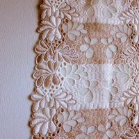 Thumbnail for Wholesale Off White And Light Brown Net Lace Trim With Embroidered Flowers 6 inches wide, Decorative Trim, Upholstery Trim