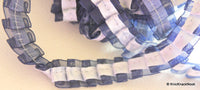 Thumbnail for Pleated Blue Satin And Tissue Ribbon Trim Border 14mm wide
