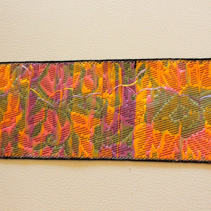 Black Fabric Lace With Floral Design, Pink, Yellow