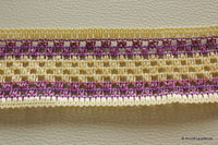 Thumbnail for Beige And Purple Thread Lace Trim, 40mm wide