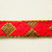 Thumbnail for Jacquard Green, Red And Yellow Thread Cotton Lace Trim, 20mm wide Decorative Craft Ribbon
