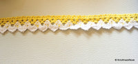 Thumbnail for Yellow and White Embroidery Crochet (Cotton) Two yards Lace Trims Approx. 18mm Wide