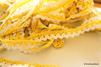 Thumbnail for Yellow and White Embroidery Crochet (Cotton) Two yards Lace Trims Approx. 18mm Wide