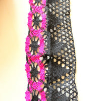 Thumbnail for Black And Fuchsia Pink Embroidery Crochet One Yard Lace Trims, Indian Laces, Indian Trims