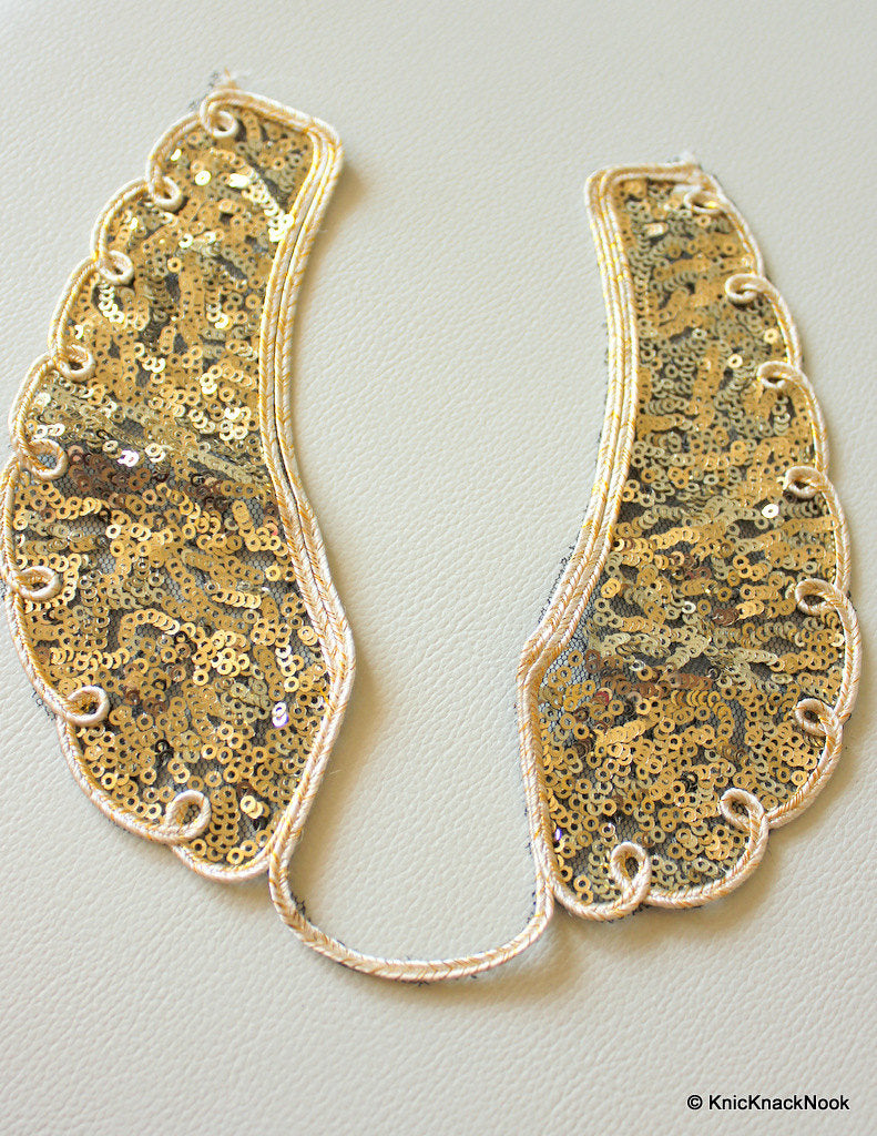 Black Mesh Gold Sequins Neck Collar Trim