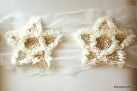 Thumbnail for White And Beige Shabby Star Trim, Fabric Applique - 030315A175