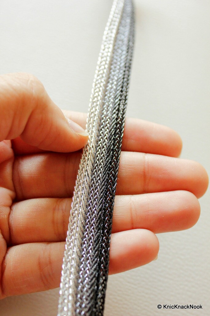 Black, Grey And Silver Thread Lace Trim, Approx. 15 mm wide - 030315L50