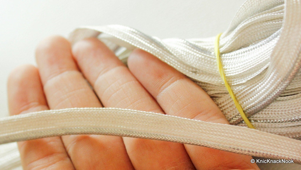 Silver Two Tone Thread Lace Trim, Approx. 10 mm wide, Trim By 3 Yards