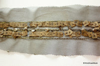 Thumbnail for Black Net Lace Trim With Antique Bronze Sequins, Approx. 75mm wide