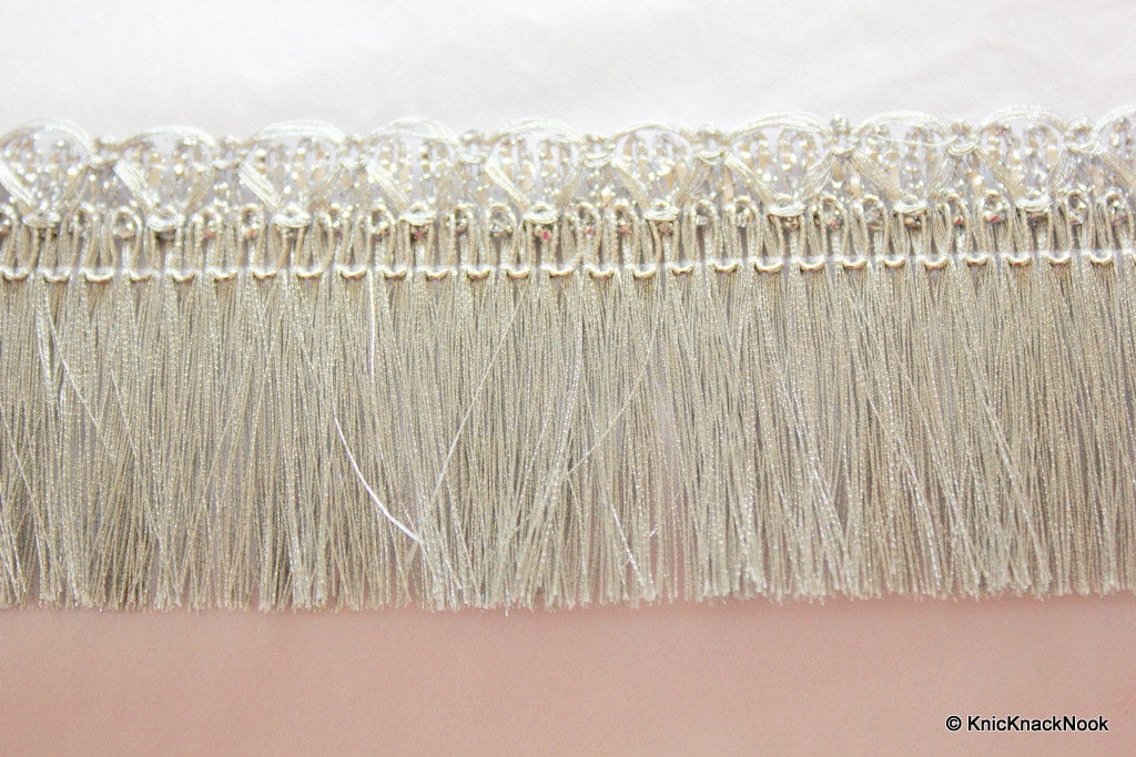 Silver Shimmer Thread Tassels One Yard Trim