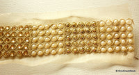 Thumbnail for Copper Crystal And White Pearl Beads Gold Lace Trim, Approx. 60mm Wide
